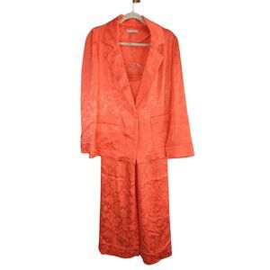 Alice + Olivia Shanda Blazer and Willis Pant Set Womens S Coral Satin Pajama